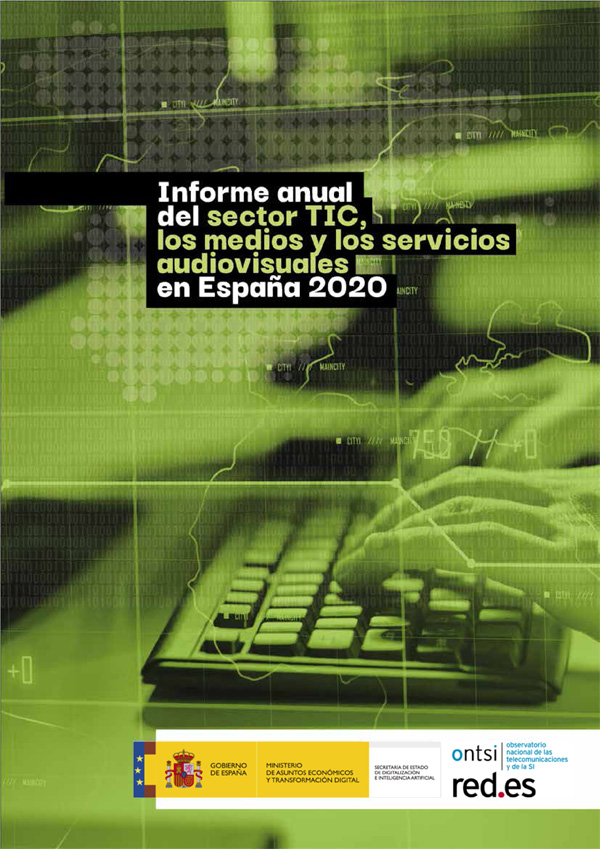 Cubierta de Informe anual del sector TIC, los medios y los servicios audiovisuales en españa 2020
